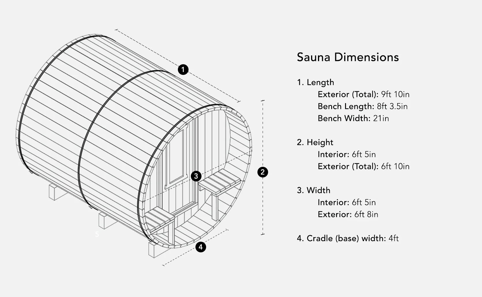 10ft Sauna | noheat | No Roof | No Rear Window | Standard Door - Image 4
